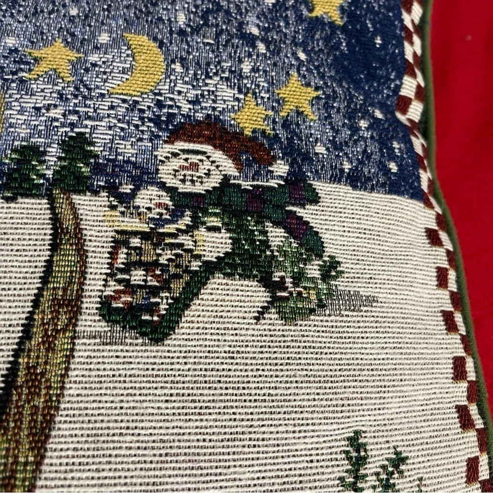 Holiday Moose Skiing Decorative Pillow